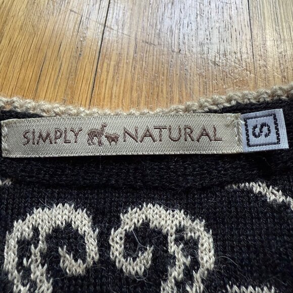 Simply Natural Size S Beige & Black Alpacal Peru Embroidered Cardigan - Picture 2 of 16